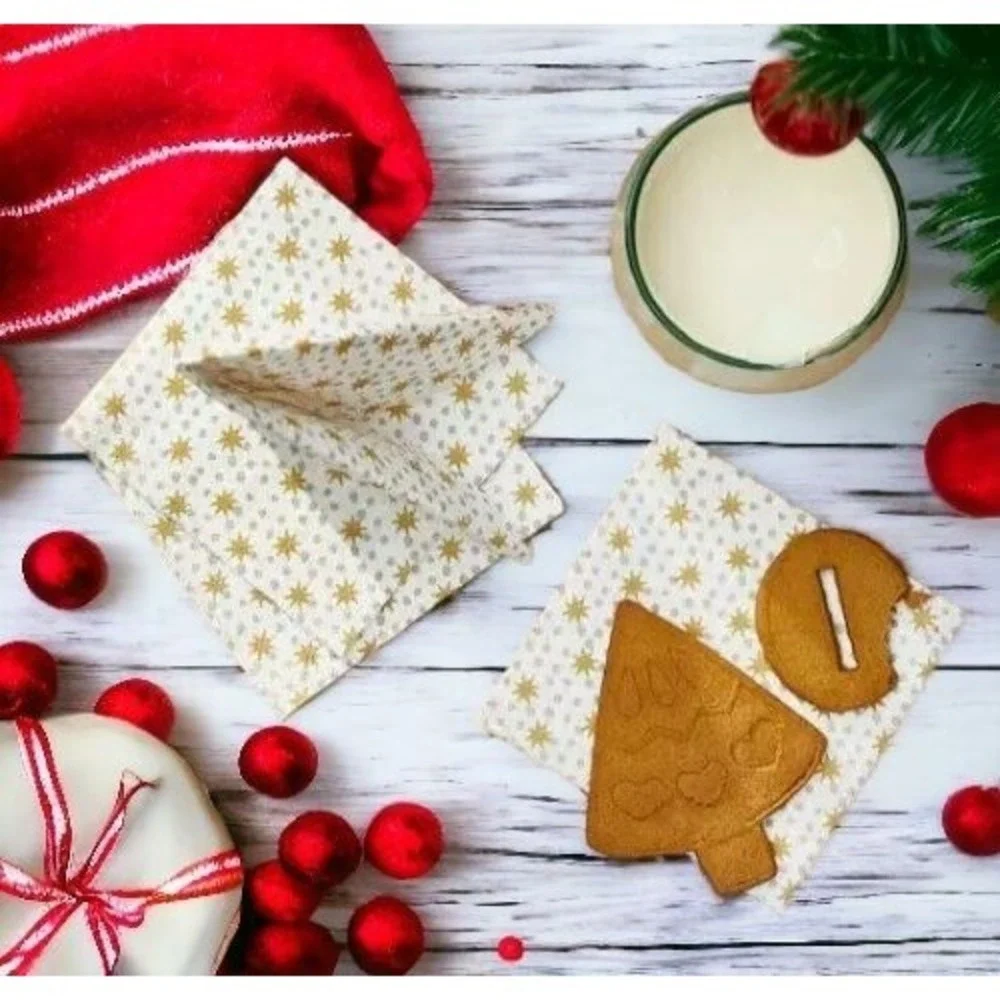 IKEA VINTERFINT Paper Napkins Christmas Star Gold White 3-Ply 9.5